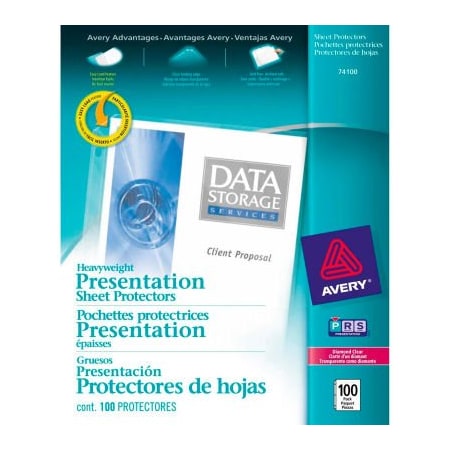 Avery Dennison Avery Diamond Clear Heavyweight Sheet Protectors, 8-1/2inW x 11inH, Clear, 100/PK 74100